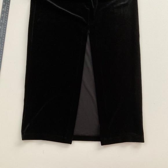 Vtg Faith Couture Velvet Maxi Dress Sz S Black VNeck Back Slit Demure Event Y2K - Picture 10 of 11